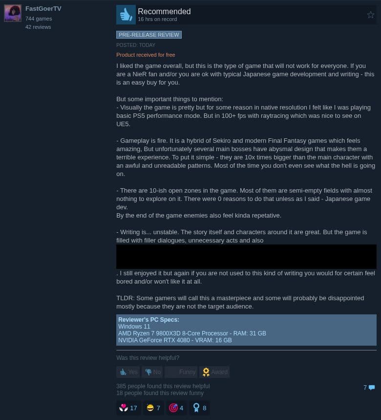 Steam review by FastGoerTV (positive): 744 games