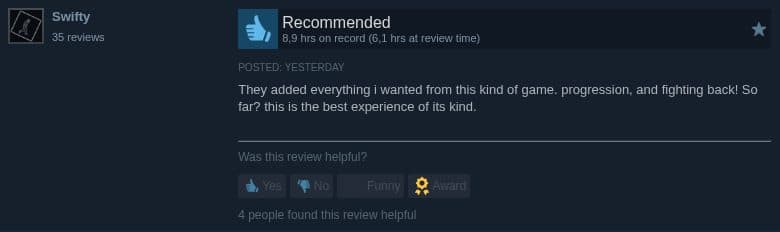 Steam review by Swifty (positive): 35 reviews